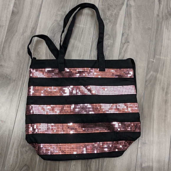Victoria's Secret Pink Black Sequin Tote Bag - Picture 8 of 8